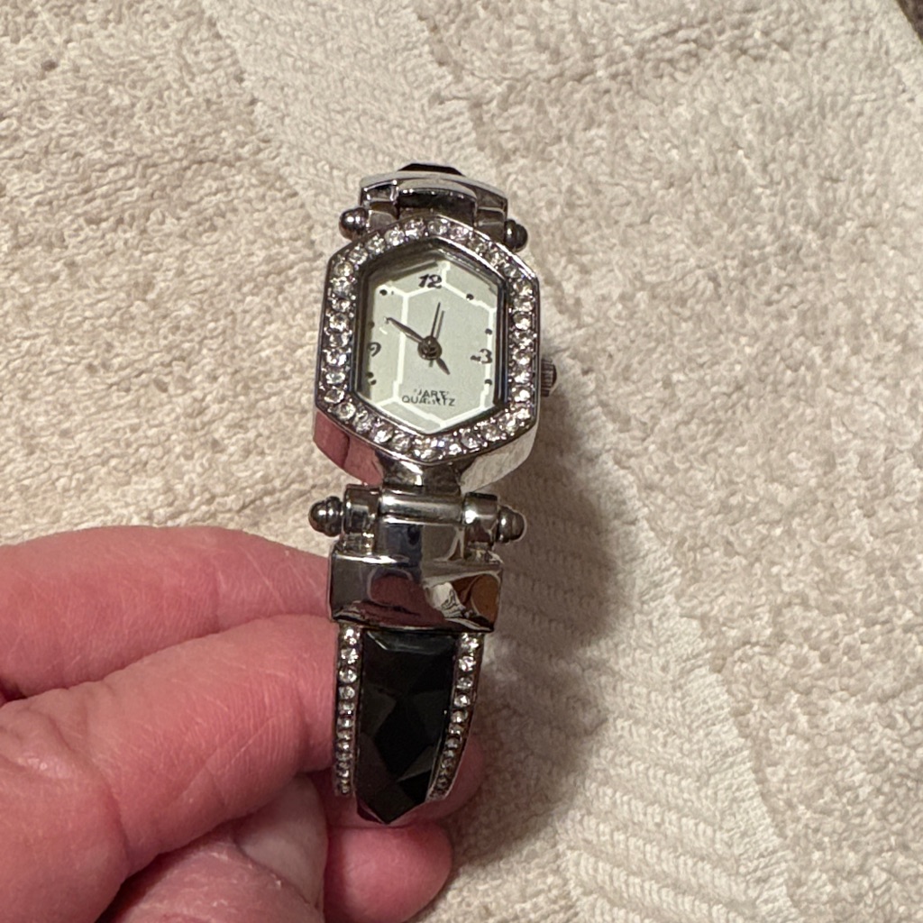 Elegant Silver And Black Women's Watch